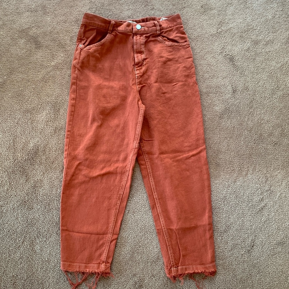 Zara linen blend cropped pant size M